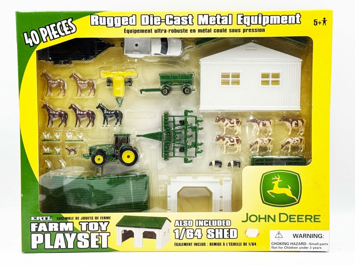 1/64 John Deere 40 Pc Playset 8300, Truck, Trailer, Shed