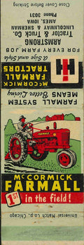 Matchbook Cover Farmall H Armstrong Tractor Ames Iowa