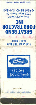 Matchbook Cover Ford Tractors Great Bend Ford Tractor Inc Great Bend Kansas