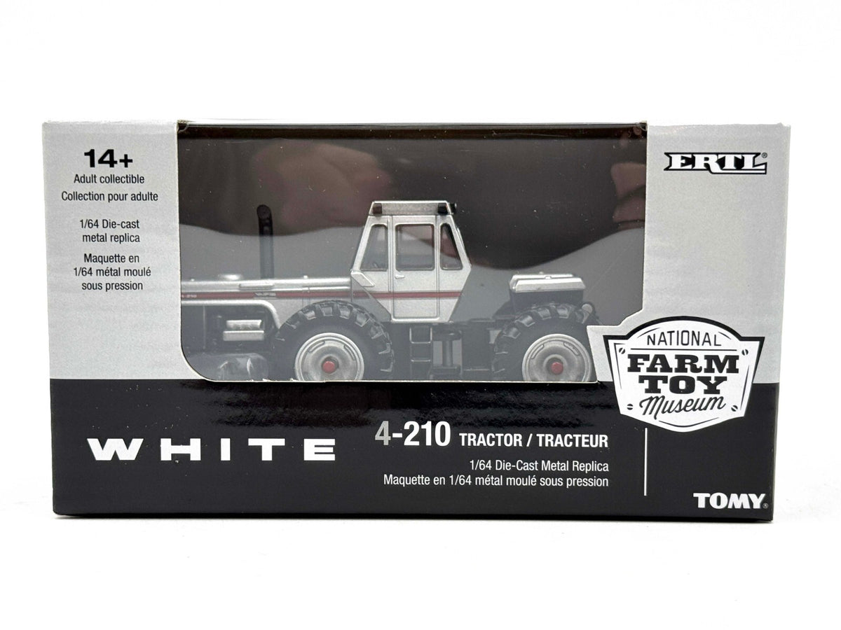 1/64 White 4-210 4wd Tractor With Duals & Red Stripe Decal