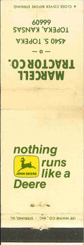 John Deere Matchbook Cover 2 Leg Marcell Tractor Co Topeka KS
