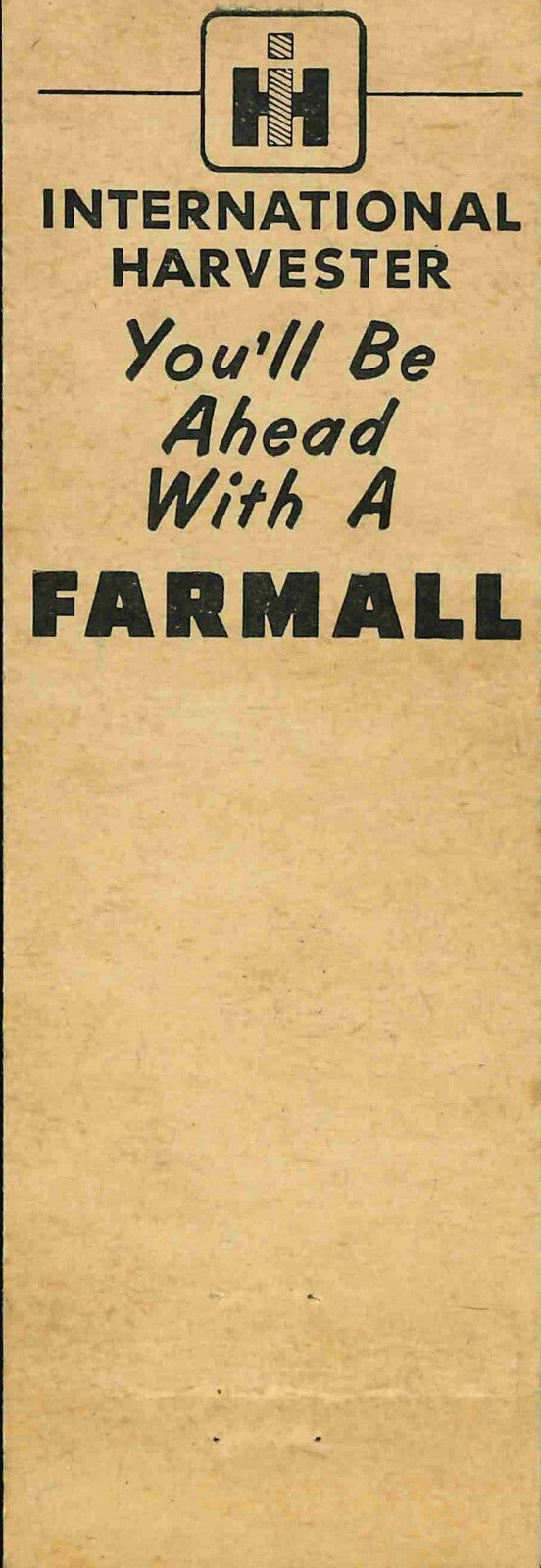 Matchbook Cover Farmall 400 Sterling Farm Equip Sterling Ohio
