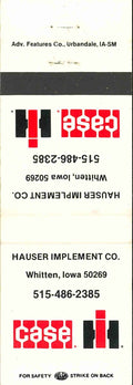 Matchbook Cover Case IH Hauser Imp Co Whitten Iowa