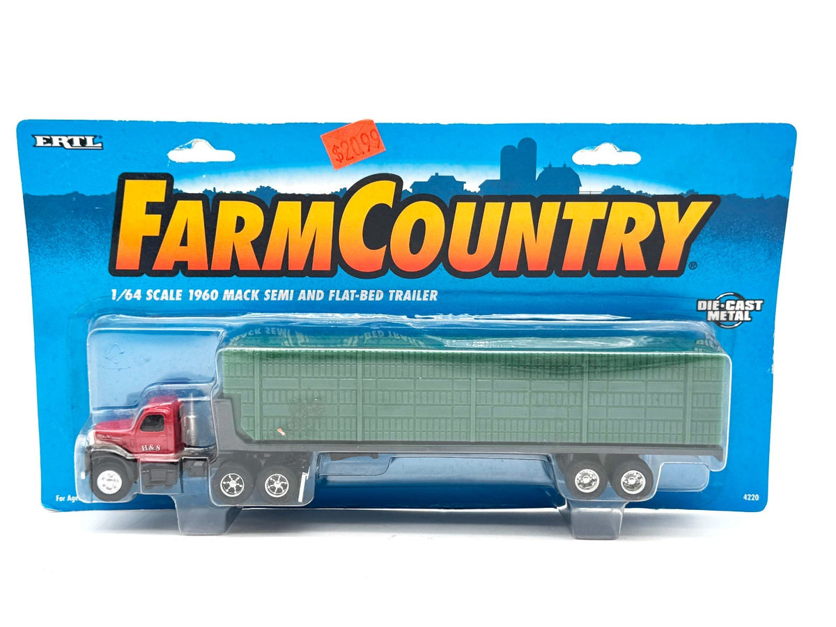 1/64 1960 Mack Semi With Flatbed Trailer & Hay Load