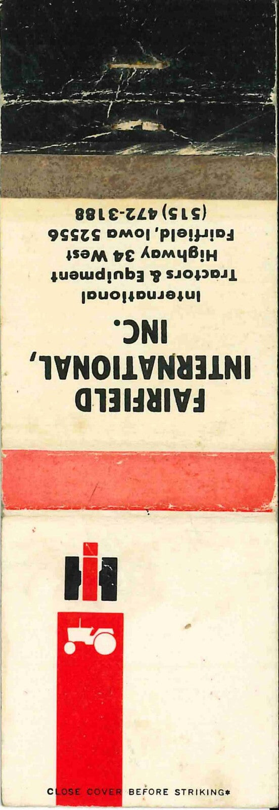 Matchbook Cover International Harvester Fairfield Inc Fairfield Iowa