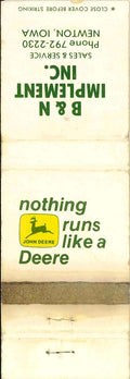 John Deere Matchbook Cover 2 Leg B N Imp Newton IA