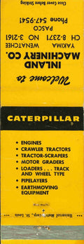 Matchbook Cover Caterpillar Inland Machinery Yakima Wenatchee Washington