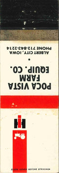 Matchbook Cover International Harvester Poca Vista Farm Equip Albert City Iowa