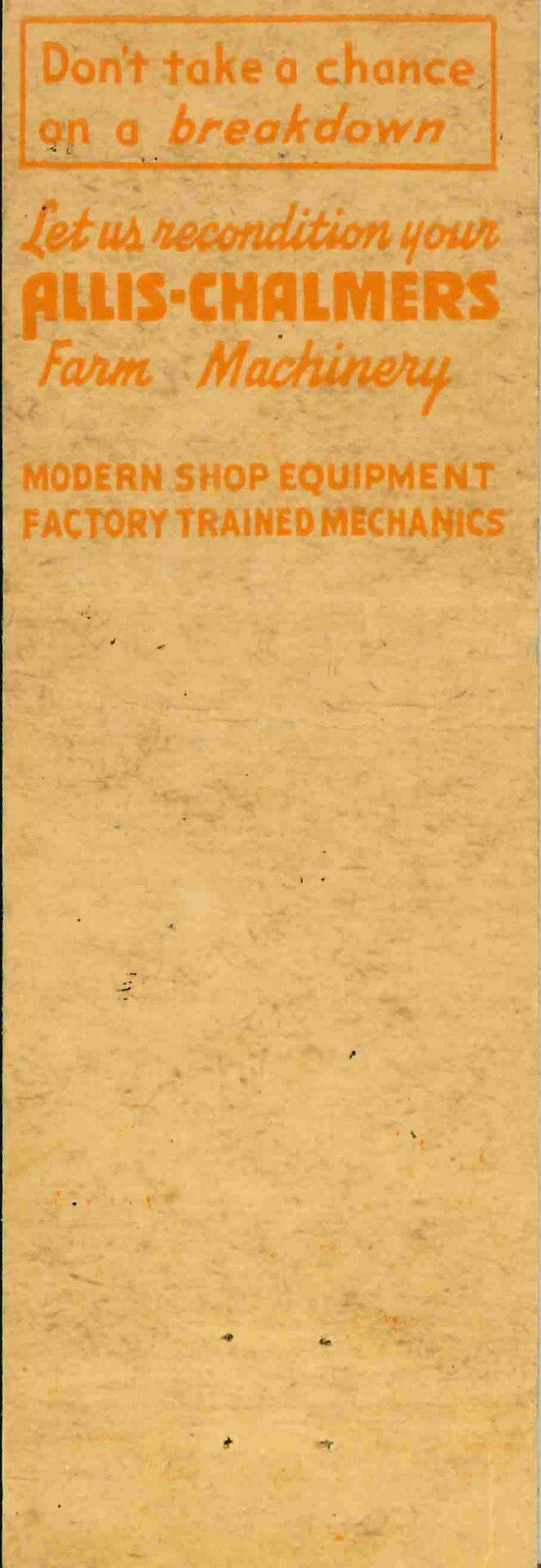 Matchbook Cover Allis Chalmers C Tractor Austin Seed Co Austin Minnesota