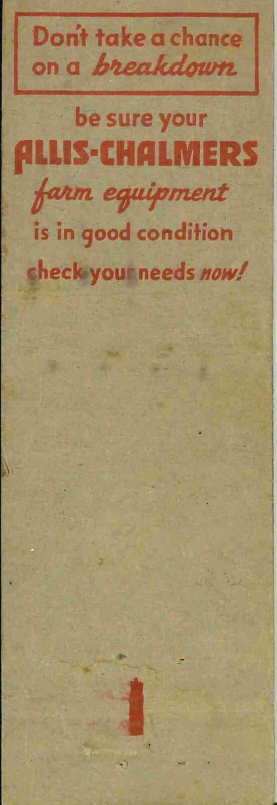Matchbook Cover Allis Chalmers Tractor Broadway Motors Audubon Iowa