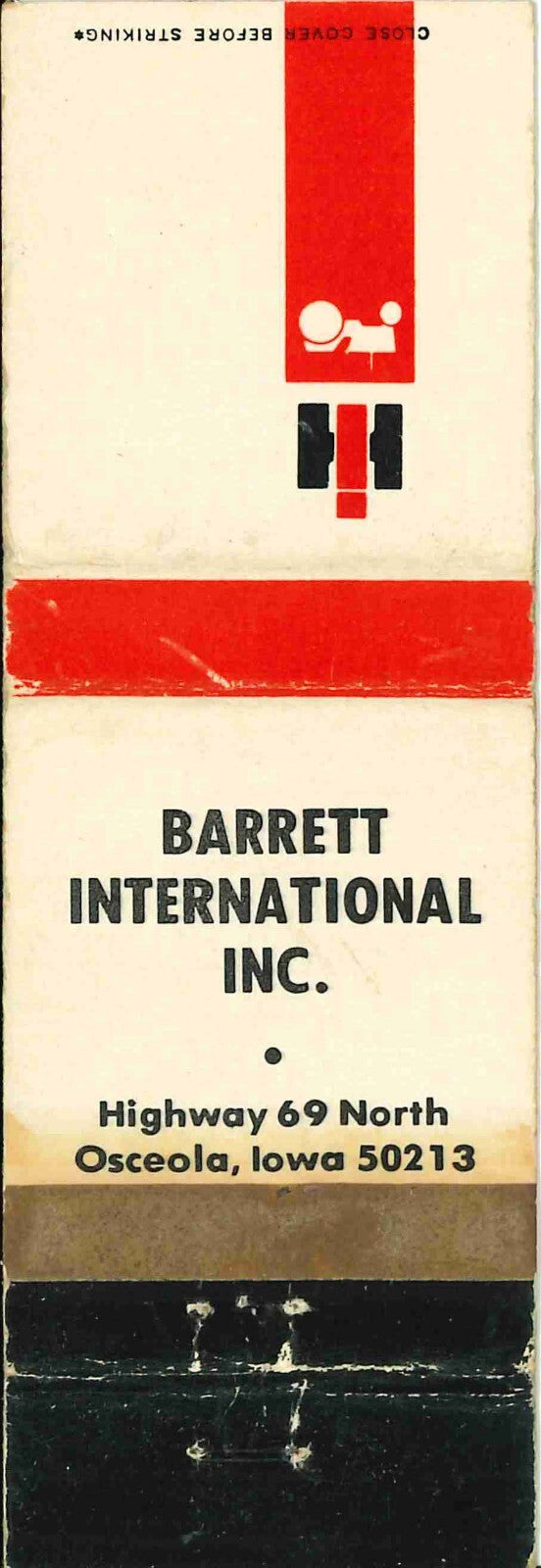 Matchbook Cover International Harvester Barrett Inc Osceola Iowa