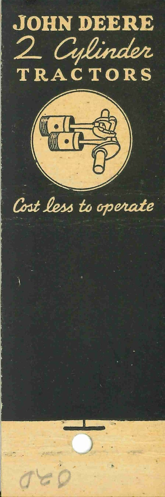 John Deere Matchbook Cover QFE A W Sikking Co Springfield Illinois