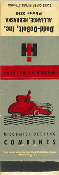Matchbook Cover International Harvester Combine Dodd Debolt Alliance Nebraska