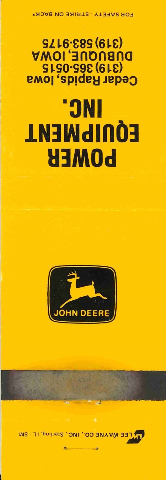 John Deere Matchbook 2 Leg Power Equipment Inc Cedar Rapids & Dubuque Iowa