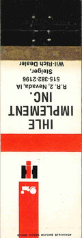 Matchbook Cover International Harvester Ihle Imp Inc Nevada Iowa