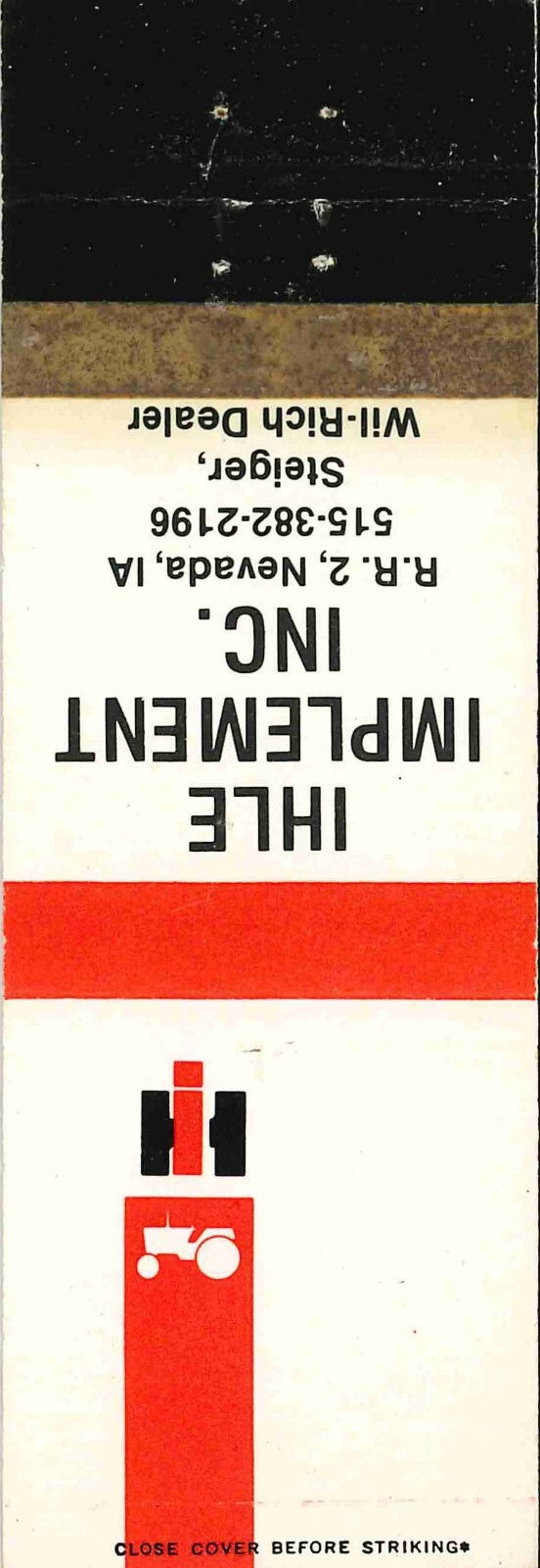 Matchbook Cover International Harvester Ihle Imp Inc Nevada Iowa