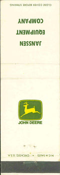 John Deere Matchbook Cover 2 Leg Janssen Equip CO