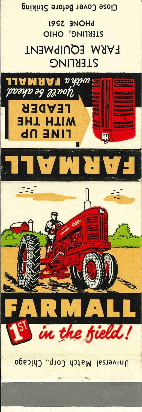 Matchbook Cover Farmall 400 Sterling Farm Equip Sterling Ohio