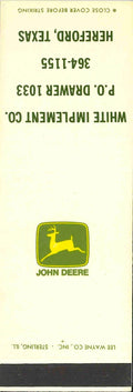 John Deere Matchbook 2 Leg White Implement Co Hereford Texas