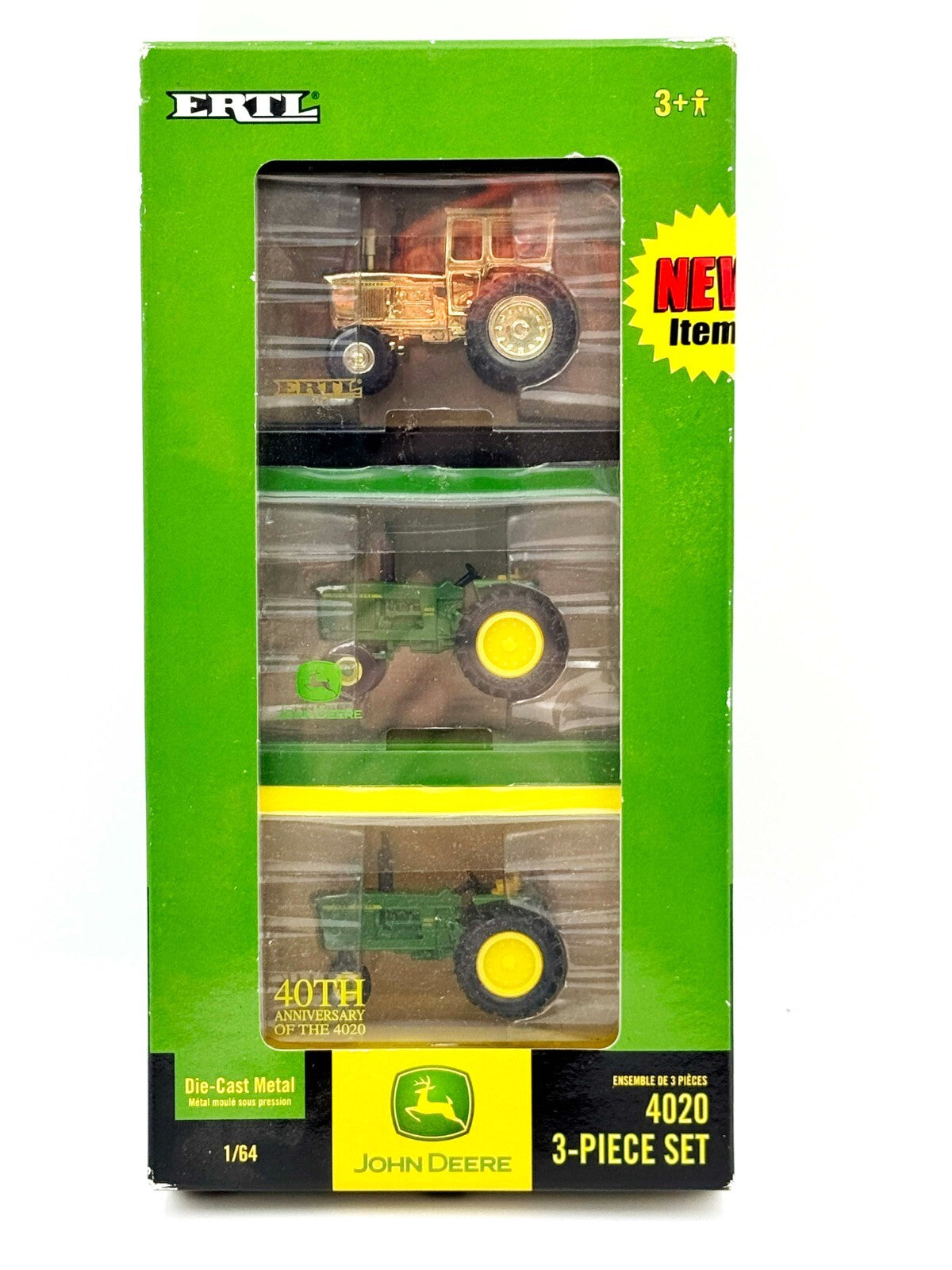 1/64 John Deere 4020 3-Piece Tractor Set With Gold Version