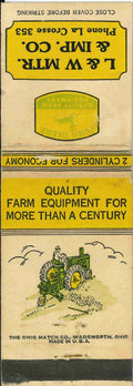 John Deere Matchbook Cover A w/ Mower L W Imp Co La Crosse