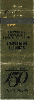John Deere Matchbook Cover 150th Schmitt Implement Holy Cross IA