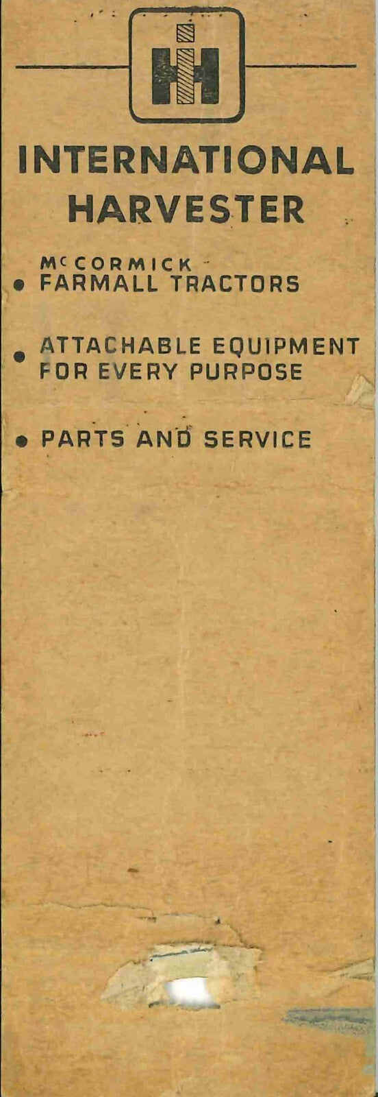 Matchbook Cover Farmall H Raccoon Imp Co East Willis Avenue