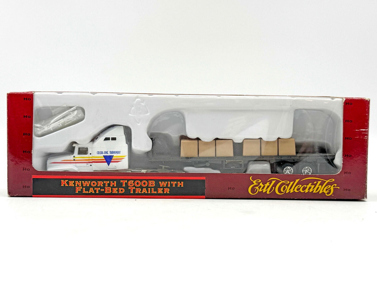 1/87 HO Kenworth T600B w/ Flatbed Trailer and Load Color Line Transport
