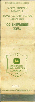 John Deere Matchbook Cover 2 Leg Lawn & Garden Tack Equipment Granby MASS