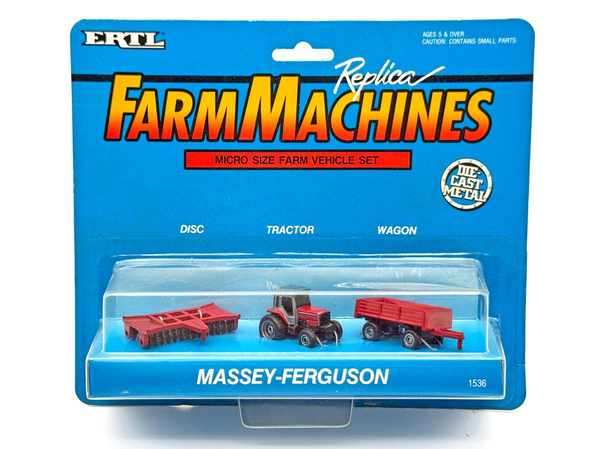 Massey Ferguson Micro Size Farm Set Ertl Tractor Disk Wagon