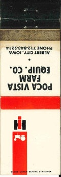 Matchbook Cover International Harvester Poca Vista Albert City Iowa