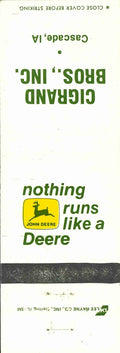 John Deere Matchbook Cover 2 Leg Cigrand Bros Cascade IA