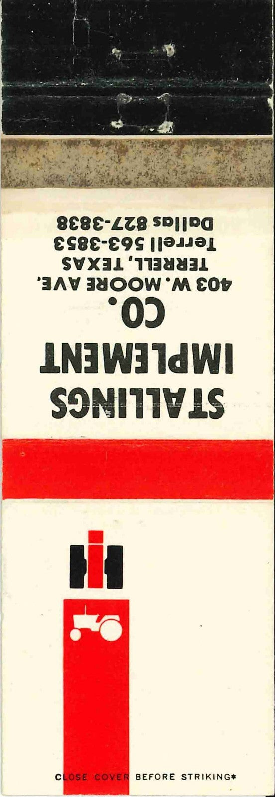 Matchbook Cover International Harvester Stallings Imp Co Terrell Texas