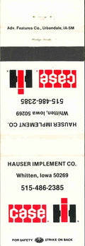 Matchbook Cover Case IH Hauser Imp Co Whitten Iowa