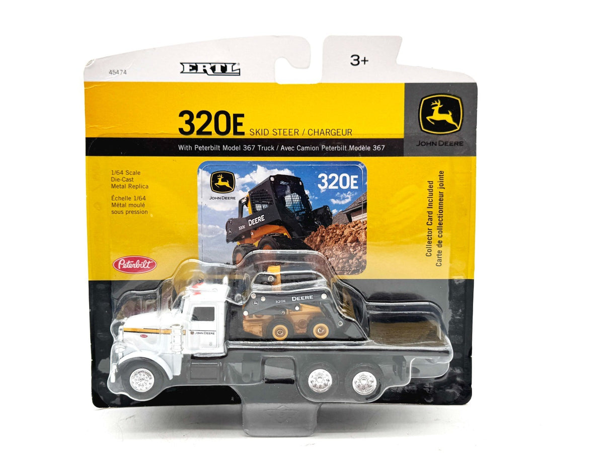 1/64 John Deere 320E Skid Steer Loader With Peterbilt Model 367 Straight Truck