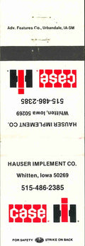 Matchbook Cover Case IH Hauser Imp Co Whitten Iowa