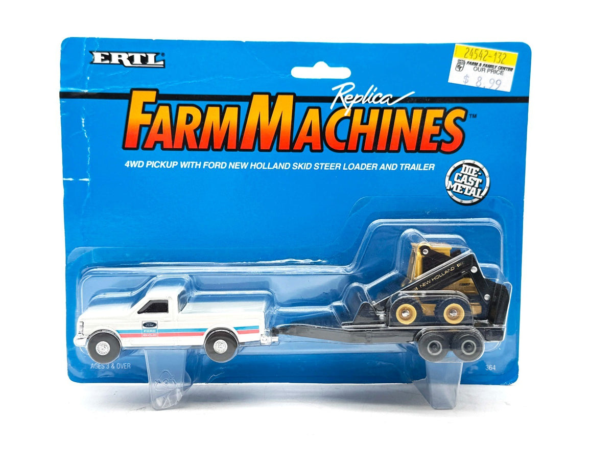 1/64 Ford New Holland Pick Up w/ Trailer and Skid Loader