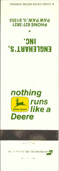John Deere Matchbook Cover 2 Leg Engleharts Inc Paw Paw IL