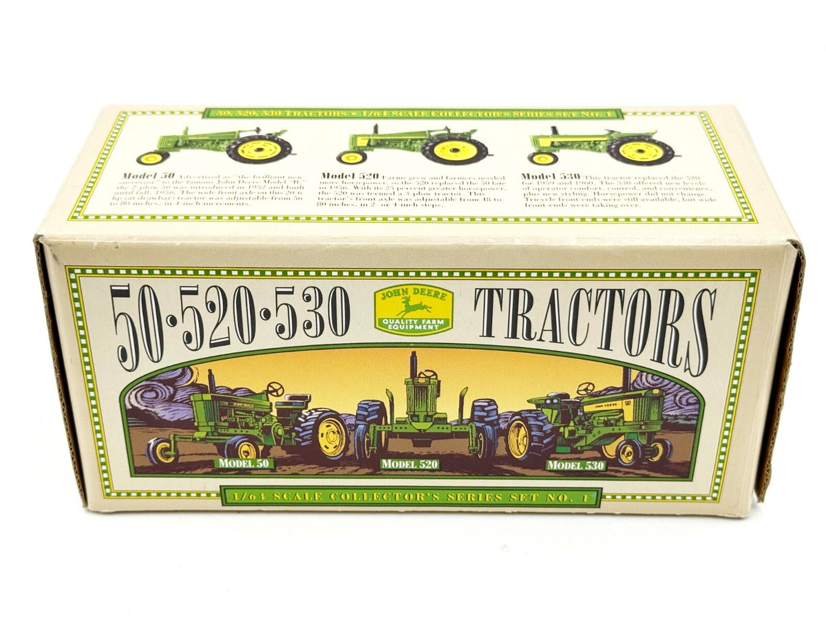 1/64 John Deere Collector’s Set No. 1 With 50 Tractor, 520 Tractor, And 530 Trac