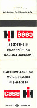 Matchbook Cover Case IH Hauser Imp Co Whitten Iowa