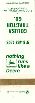 John Deere Matchbook Cover Colusa Tractor Co Colusa CA