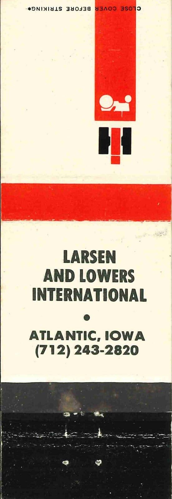 Matchbook Cover International Harvester Larsen Lowers Atlantic Iowa