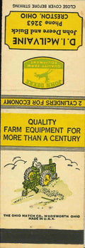 John Deere Matchbook Cover A w/ Mower D I McIlvaine Creston OH