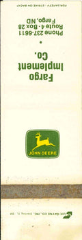 John Deere Matchbook Cover Fargo Imp Co Fargo ND