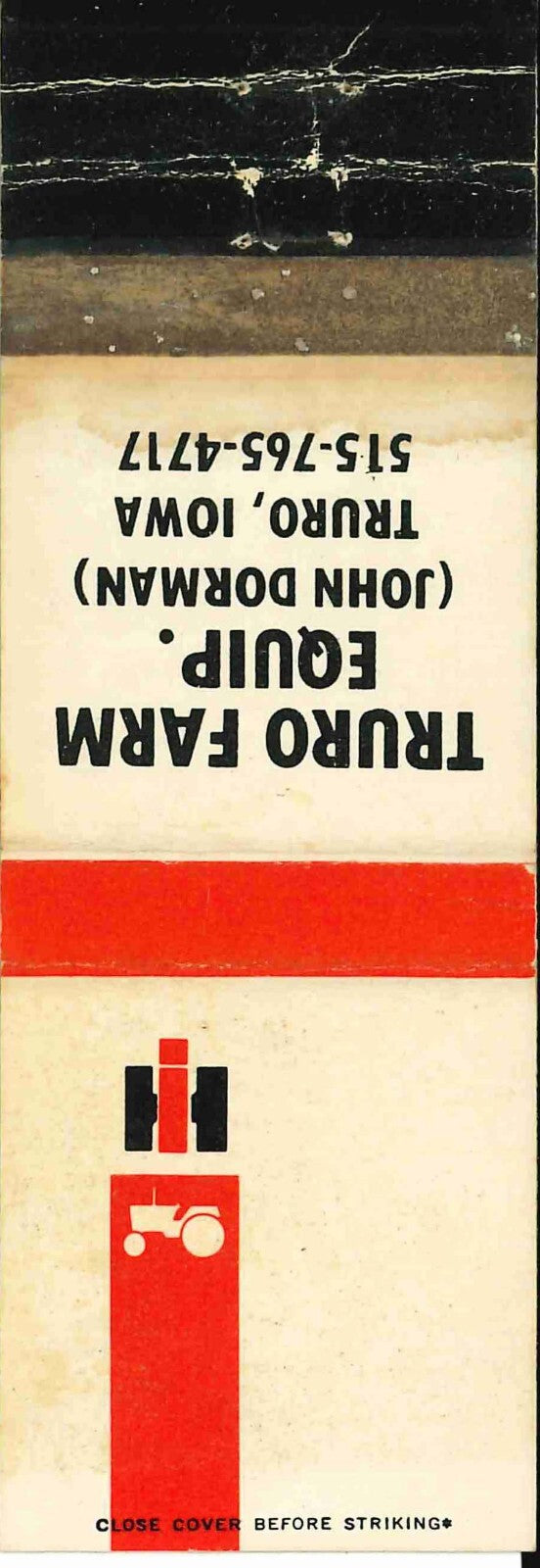 Matchbook Cover International Harvester Truro Farm Equip Truro Iowa