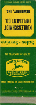 John Deere Matchbook Cover Kuhlenschmidt Imp Co Newberry IND
