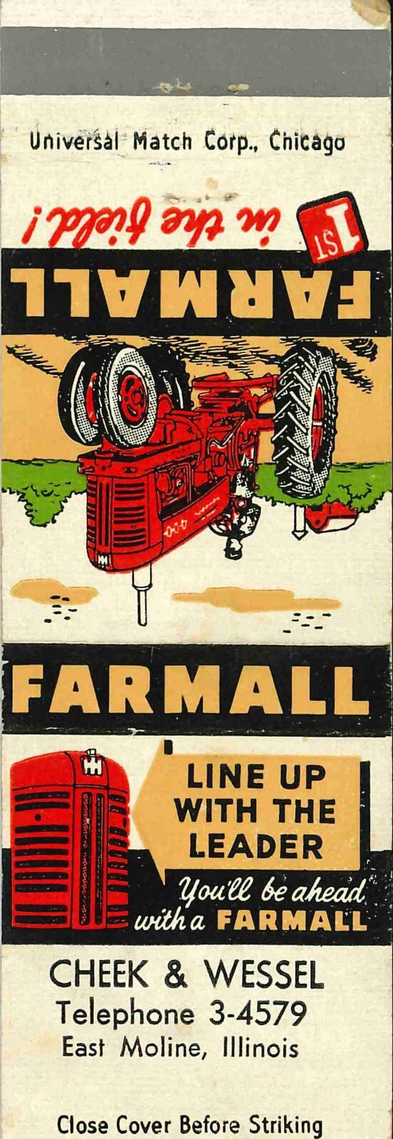 Matchbook Cover Farmall 400 Cheek Wessel East Moline Illinois
