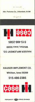 Matchbook Cover Case IH Hauser Imp Co Whitten Iowa