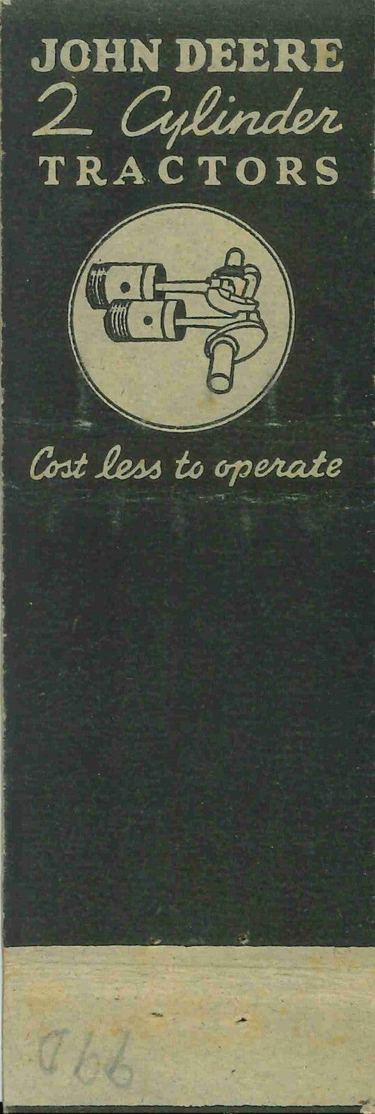 John Deere Matchbook Cover QFE Carlos Allen Deerfield Massachusetts 