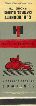 Matchbook Cover International Harvester Combine C H Robnett Carthage Illinois